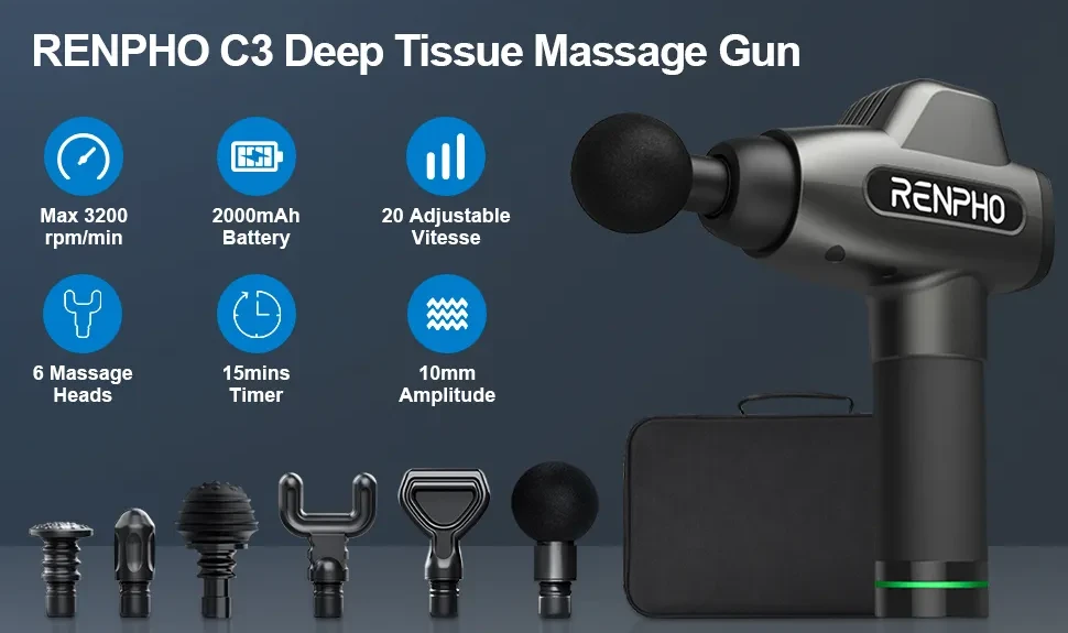Massage Gun, RENPHO Deep Tissue Muscle Massager, Powerful Percussion Massager HA