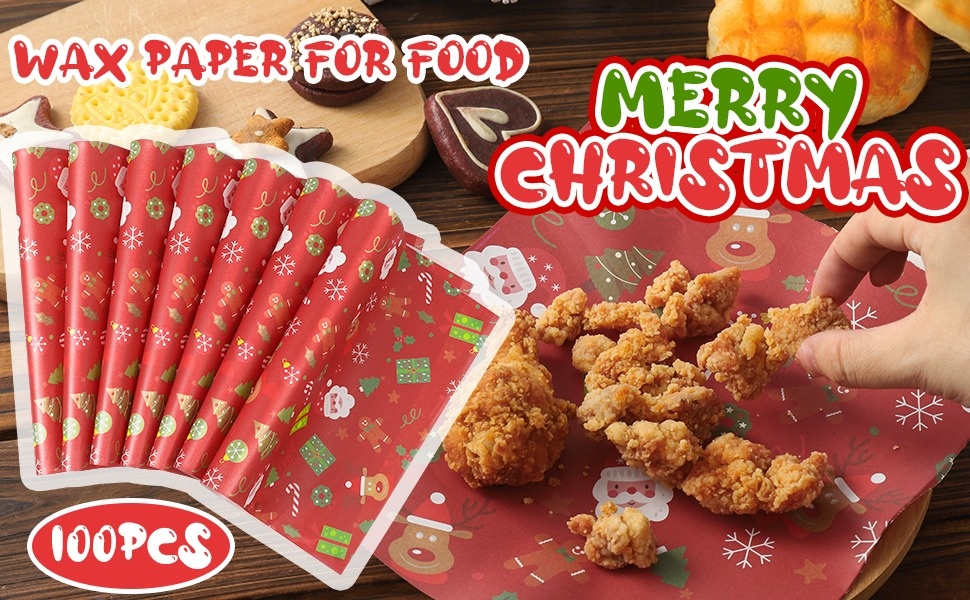 Christmas Wax Paper Sheet 100PCS Snowflakes Parchment Paper Christmas Food  Wrapping Paper Wax Baking Liner Christmas Party Supplies