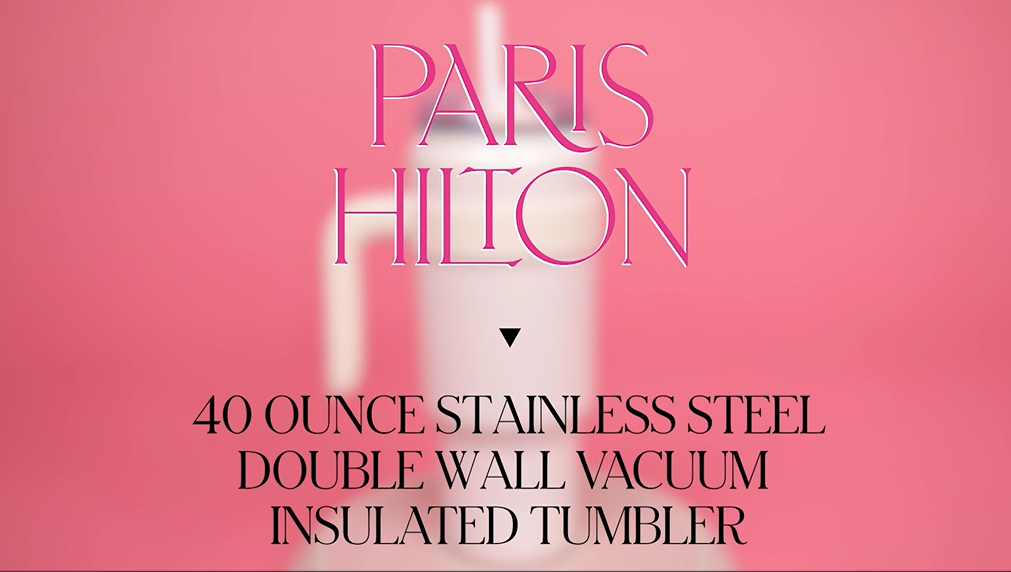 Paris Hilton Stainless Steel Tumbler with Straw Iridescent White 40 oz.  (NEW)