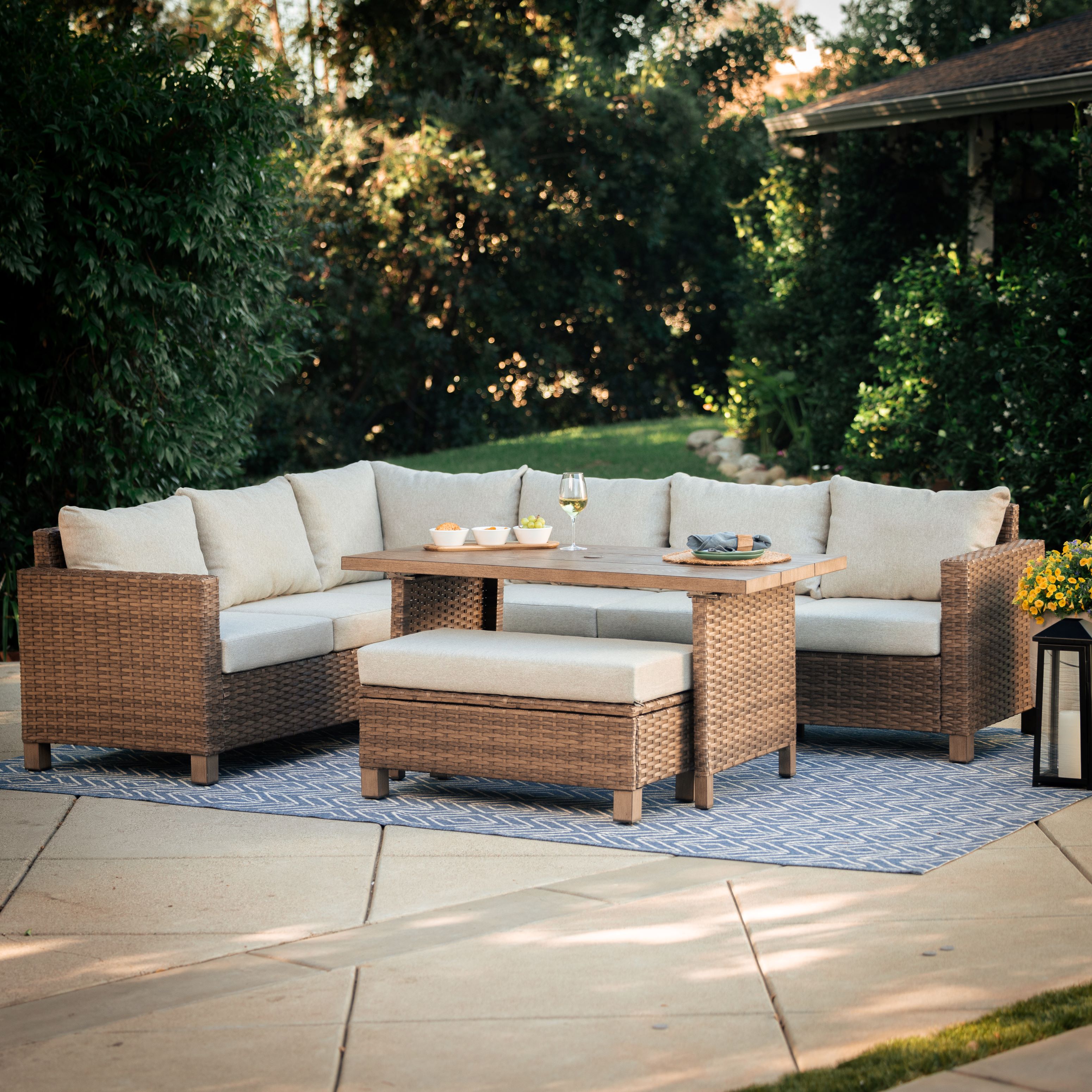 Better Homes & Gardens Brookbury 4 Piece Wicker Outdoor Patio Sectional