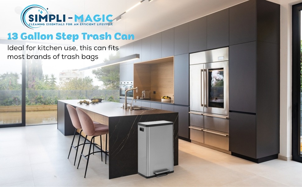 SIMPLI-MAGIC 79503 13 Gallon Touchless Sensor Trash Can, Rectangle Gar -  The Clean Store