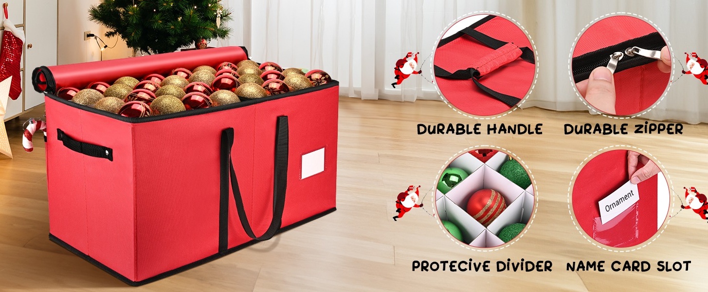 Large Christmas Ornament Storage Box - Stores 128 Ornaments W