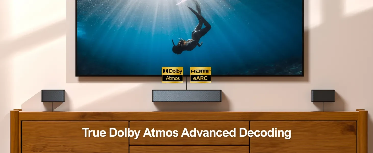 Ultimea Poseidon D60 5.1 Dolby Atmos Soundbar (410 W, 3D Surround Sound TV  Lautsprecher für Heimkino mit einstellbarem Bass), Unterstützt Dolby  AtmosDolby AudioDolby Digital und Dolby Digital Plus
