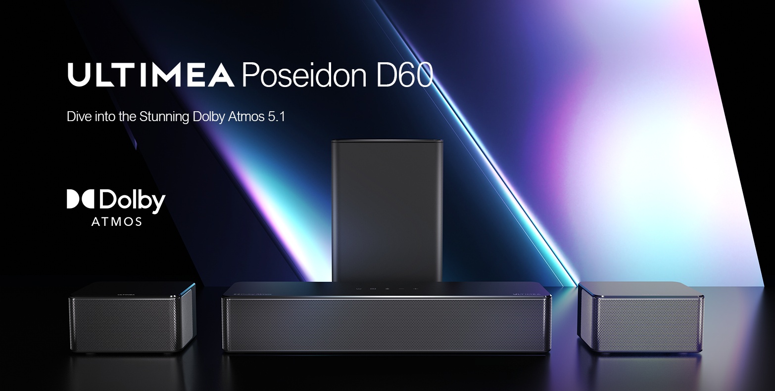 ULTIMEA 5.1 Dolby Atmos Home Theater Sound Bar, Peak Power  410W, Sound Bars for Smart TV with Subwoofer, 3D Surround Sound System for  TV, Adjustable Surround and Bass, Poseidon D60 Surround