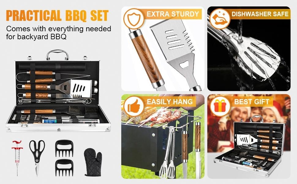 Dyiom 38-Piece Stainless Steel BBQ Grill Accessories Set in Brown  B08CGYYX54 - The Home Depot