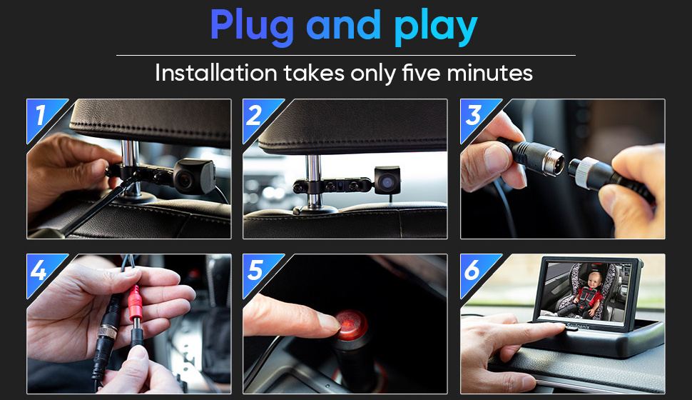 Baby Car Camera HD 1080P 360° Rotating Plug and Play Easy Install 3 Mins  Rear