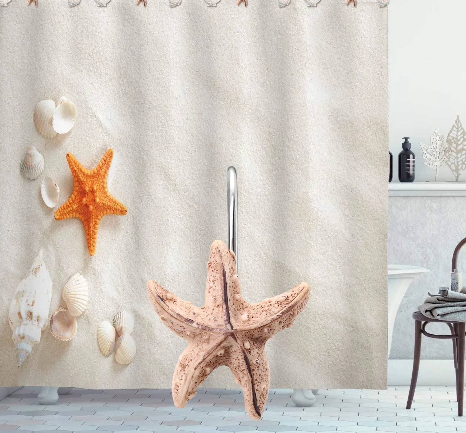 AGPtek 12PCS Shower Curtain Hooks Bathroom Home Fashions Seashell