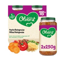 Olvarit Petit Pot Repas Bébé Dès 18 Mois Pâtes Bolognaise 2x250g