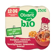 Olvarit Bio Repas Enfant Dès 12 Mois Boulghour Tomate Bœuf 230g