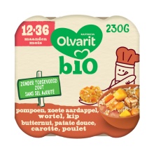 Olvarit Bio Repas Enfant Dès 12 Mois Poulet Butternut P. Douce 230g