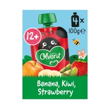 Olvarit Gourde Fruits Bébé Dès 12 Mois Banane Kiwi Fraise 4x100g