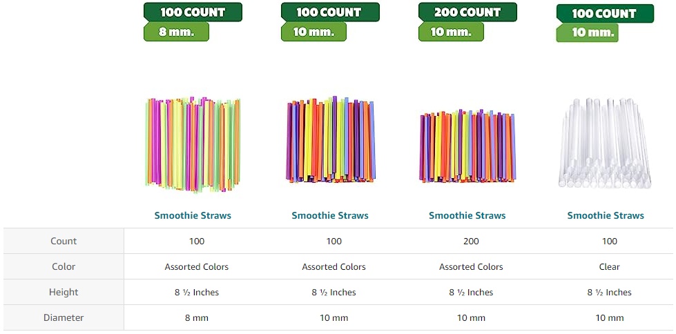 Comfy Package [500 Pack] Flexible Disposable Plastic Drinking Straws - 7.75 inch High - Assorted Colors Striped