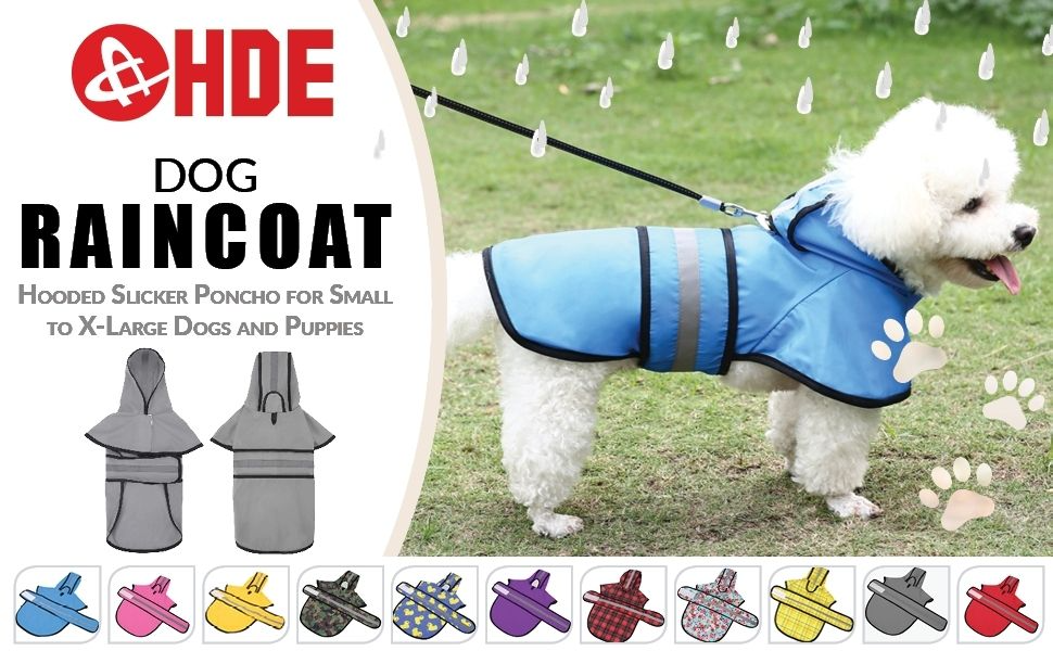 HDE Dog Raincoat Hooded Slicker Poncho for Small to X-Large Dogs and Puppies 