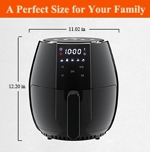 Sanptent 5.8 Quart Air Fryer, Electric Hot Oven Oilless Multifunctional Cooker with Digital LED Touchscreen, Auto Shut-Off (Green)