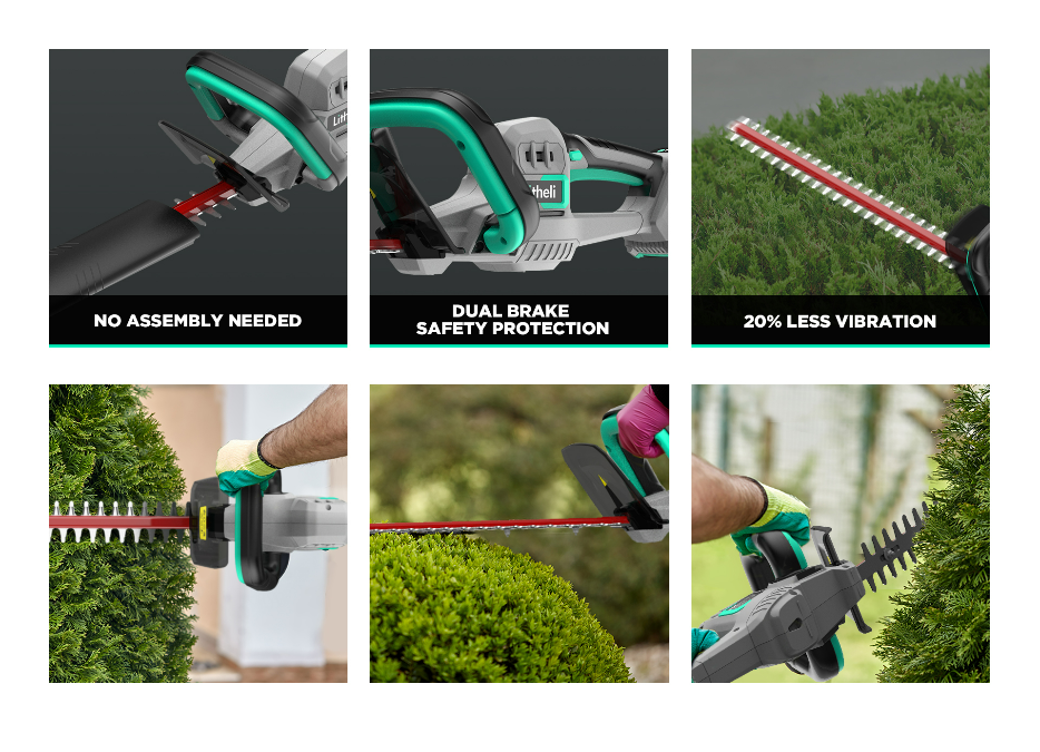 VIVOSUN 20'' Cordless Hedge Trimmer, 20V Electric Bush Trimmer, 1400 RPM  Shrub Trimmer, Dual-Action Laser Blade, 3/5” Cutting Capacity, Lightweight  & Compact Trimmer, Battery and Fast Charger Included