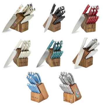 The Pioneer Woman 14-Piece Stainless Steel Knife Block Set, Gray