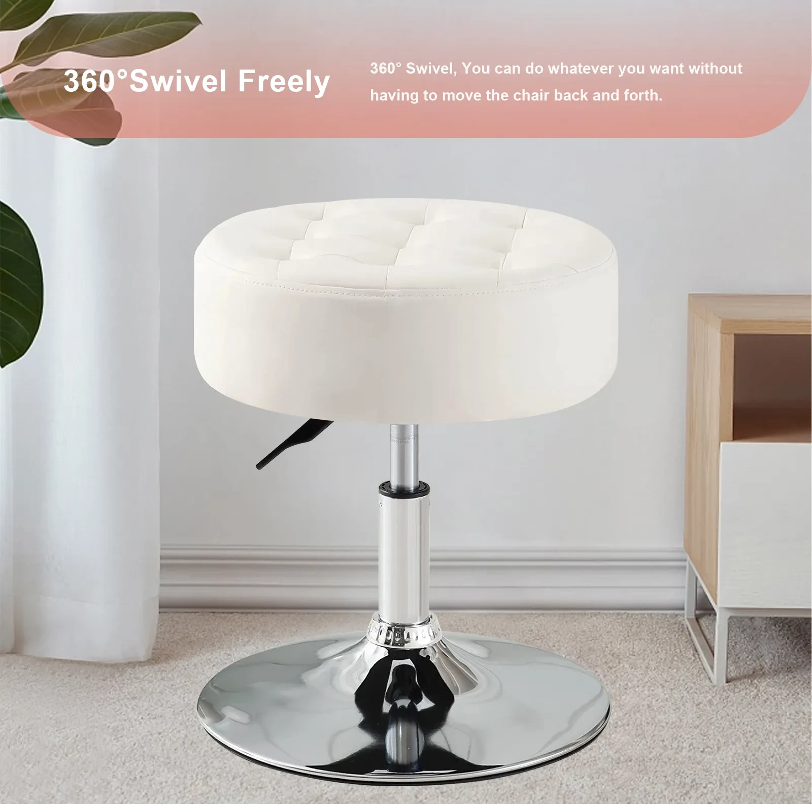 Vanity Stool for Makeup Desk, Cute Fur Vanity Chair for Vanity Table, 17  Height round Ottoman Footrest for Dressing Room, Living Room, Bedroom,  Upholstered Foo… in 2023