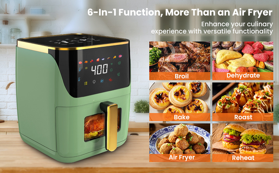 Air Fryer Large 8QT, 8-in-1 Digital Touchscreen, Visible Cooking