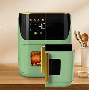 Newest Air Fryer Large 8.5 QT, Green, 8 in 1 Touch Screen, Visible Window,  1750W 