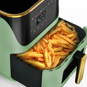 Newest Air Fryer Large 8.5 QT, Green, 8 in 1 Touch Screen, Visible Window,  1750W 