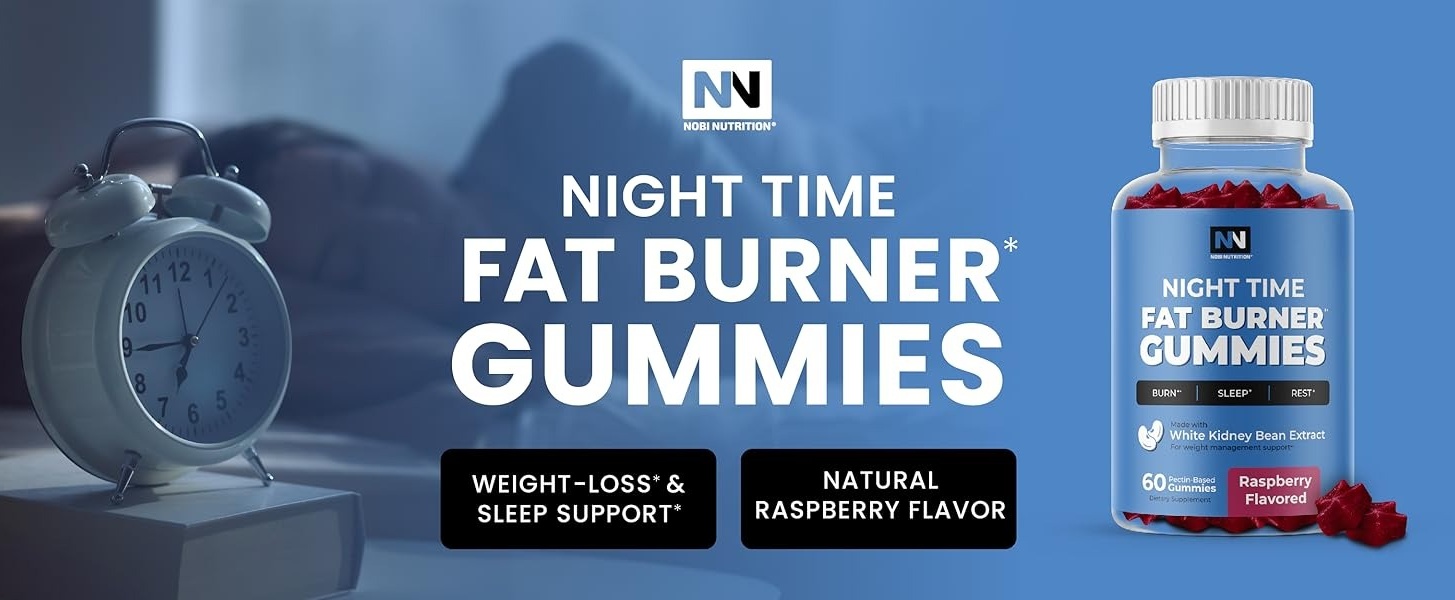 Night Time Fat Burn Gummies, Raspberry, 60 Pectin Based Gummies