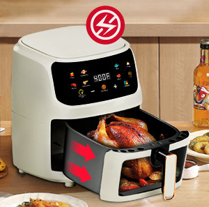 Air Fryer Large 8qt, 8-in-1 Digital Touchscreen, Visible Cooking Window, 1700W, White, Size: 10.24