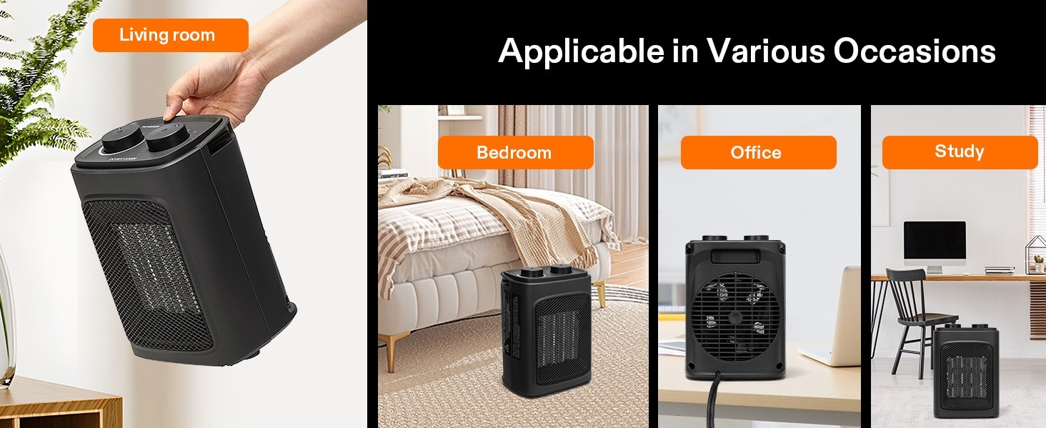 VIVOSUN 1500-Watt 9.5 in. Electric Portable PTC Ceramic Space Heater with  4-Modes, Adjustable Thermostat and Tip-Over Protection EH-0003 - The Home  Depot