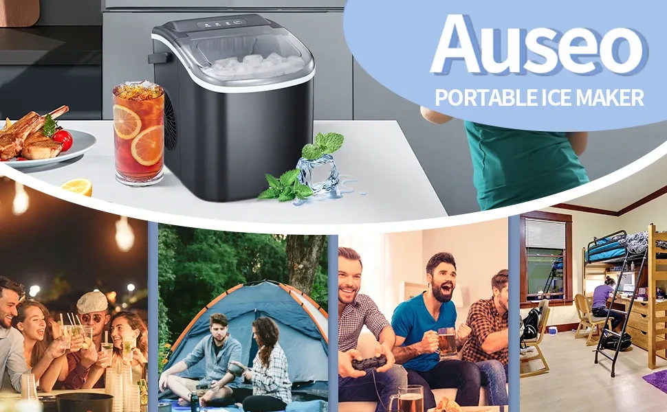 Portable Ice Maker for Countertop, 9 Ice Cubes Ready in 6 Mins