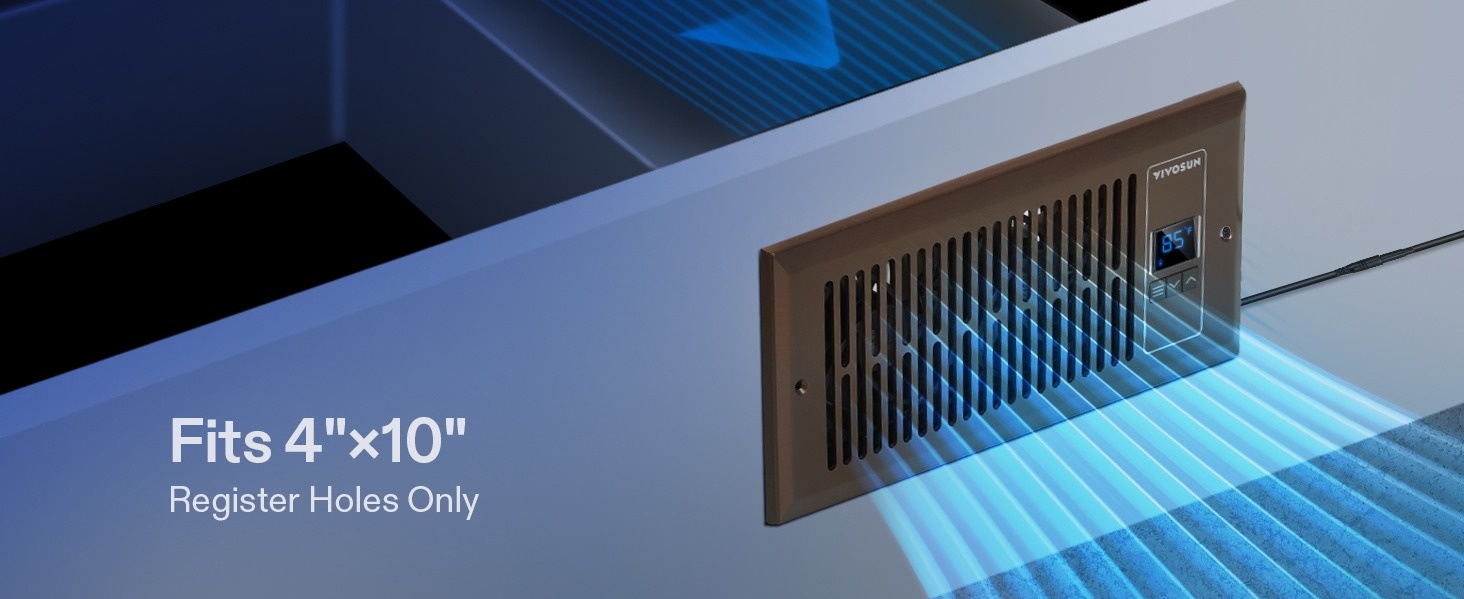 VEVOR Quiet Register Booster Fan Heating / Cooling 4 x 10” Registers Brown