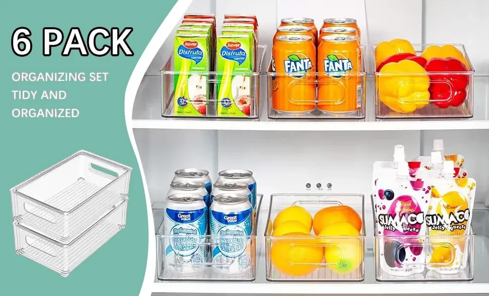  Refrigerator Door Organizer Bins - Hyjjlele 6 Pack
