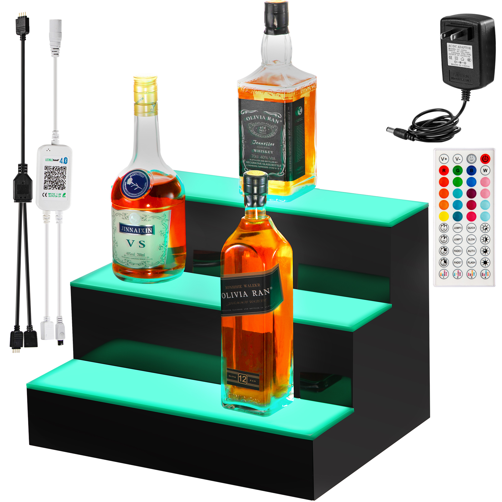Two Steps 96" LED BAR SHELVES Display Shelving Lighted Liquor Bottle Shelf 