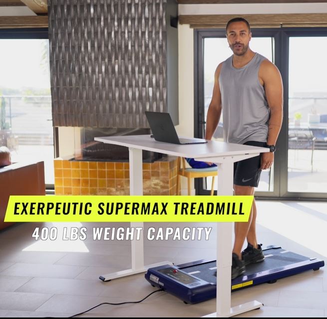 Exerpeutic Supermax 400lbs Capacity Under Desk Treadmill With Workout 