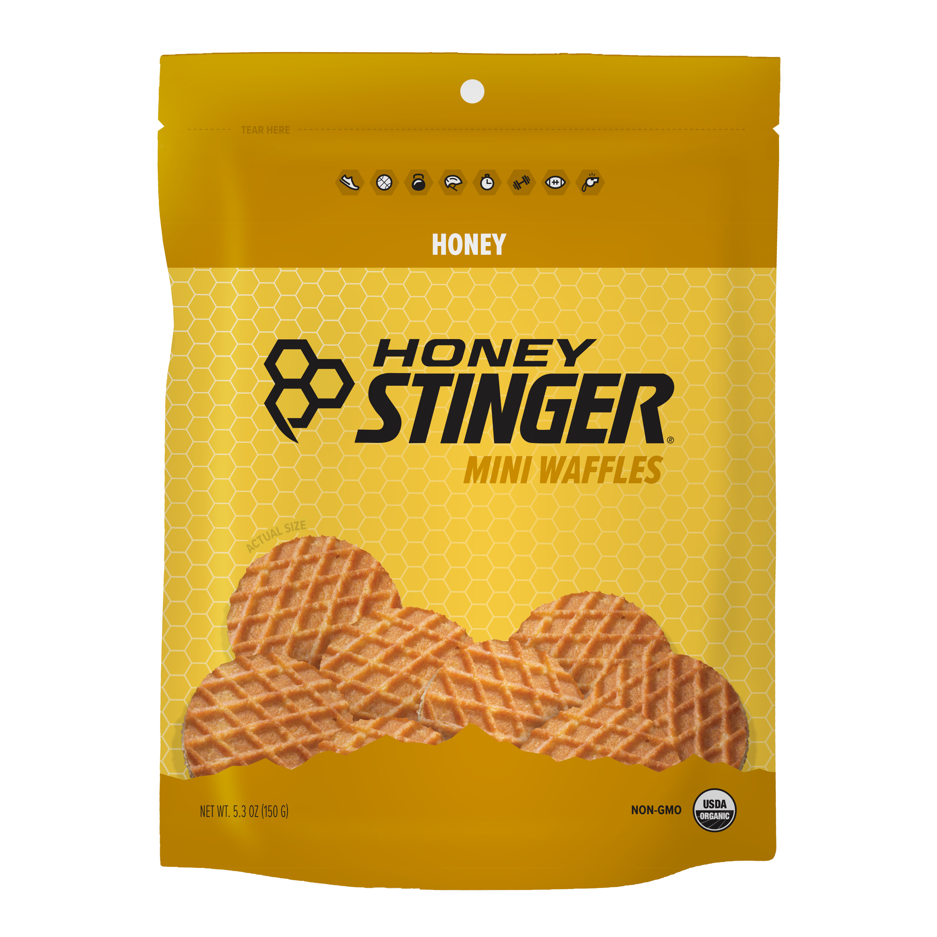 Honey Stinger, Organic Healthy Snack Mini Waffles, Honey, 5.3 oz Bag