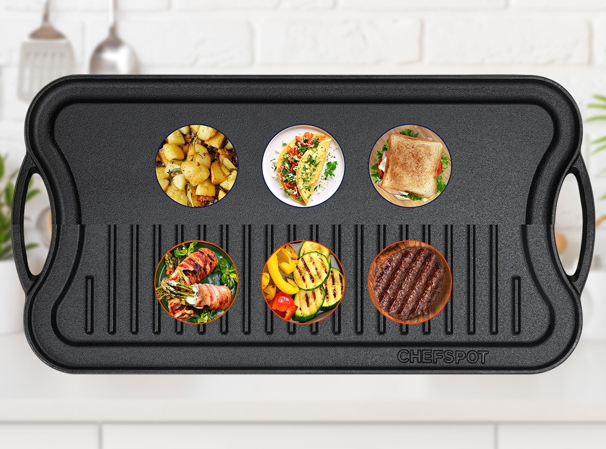 CHEFSPOT Preseasoned Cast Iron Reversible Griddle Plate Pan Works on Stove Grill and Fire 20 Shop Black Friday Deals for 2024 Walmart