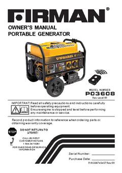 Firman P03608 4550/3650 Watt Gas Remote Start Generator, CARB - Walmart