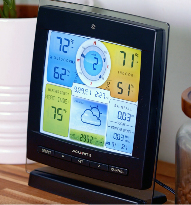 AcuRite Iris Wireless Weather Station Display for Temperature, Humidity,  Wind Speed/Direction, and Rainfall with Built-In Barometer