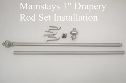 Mainstays 3/4" Twist Cage Single Curtain Rod Set Nickel 30-84" Width With 3brace for sale online 