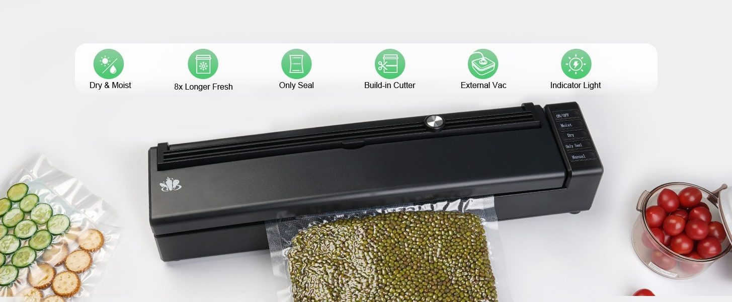 Vacuum Sealer Machine, Full Automatic Food Vacuum Sealer Machine (80KPA), 5  in 1 Arcmira Compact Vacuum Sealer with 10 Sealer Bags, Built-in Cutter -  Yahoo Shopping
