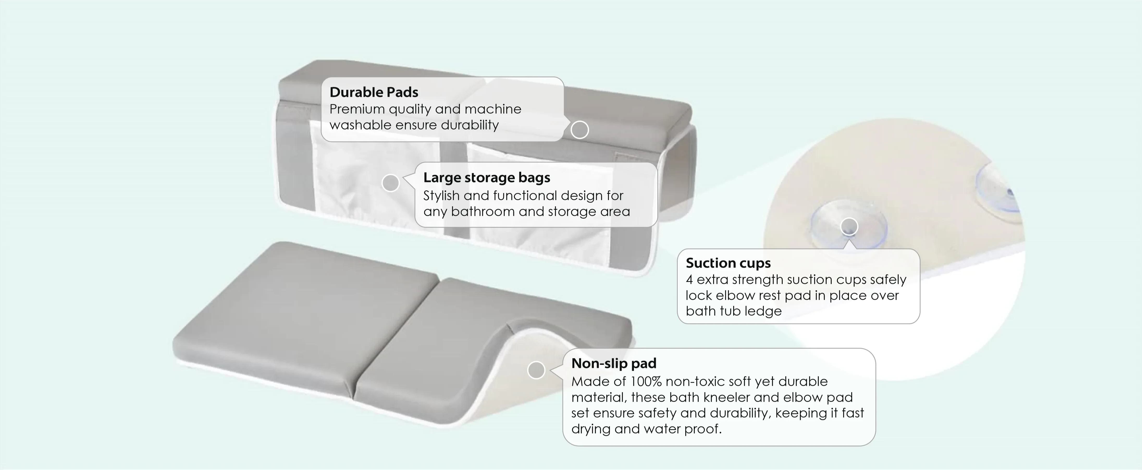  colsen Bath Kneeler & Elbow Rest Pad Set, 1.5 Thick, 22x11  Pad Size - Large Bathtub Kneeling Pad for Elbow, Knee & Arm Support with  Toy Organizer : Baby