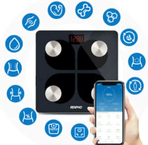 Renpho Bluetooth Body Fat Scale, Digital Weight Scale Bathroom Smart Body  Composition Analyzer，Smart Tape Measure Body with App