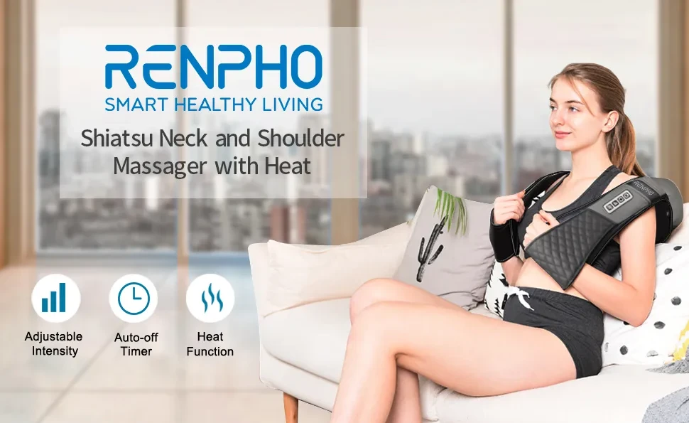 RENPHO Neck Back Massager with Adjustable Straps and Heat. NB