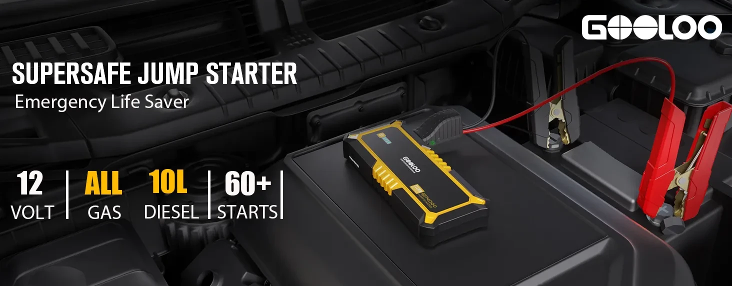  GOOLOO GT4000S Jump Starter 4000 Amp Car Starter 100W Two-Way  Fast-Charging Portable Car Battery Charger Booster Pack for 10L Diesel and  12L Gas Engines, SuperSafe Lithium Jump Box for 12V Vehicles