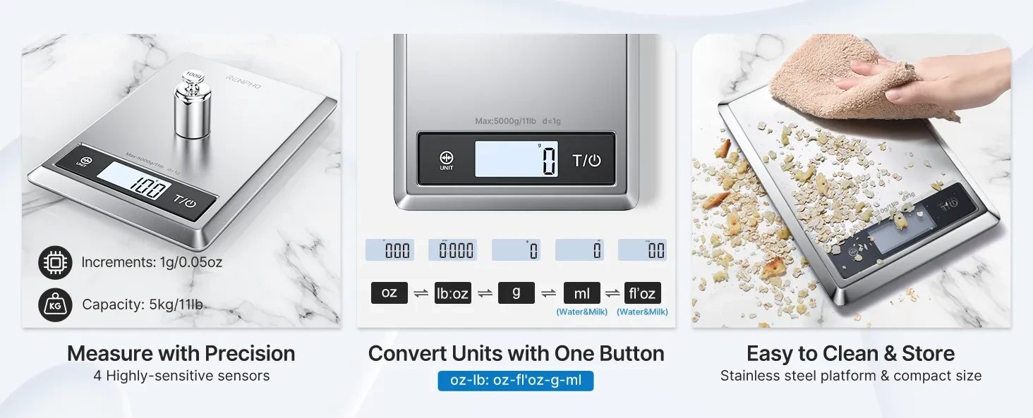 RENPHO Báscula digital de alimentos, báscula de cocina, gramos y onzas para  hornear, cocinar y café con calculadora nutricional para ceto, macro