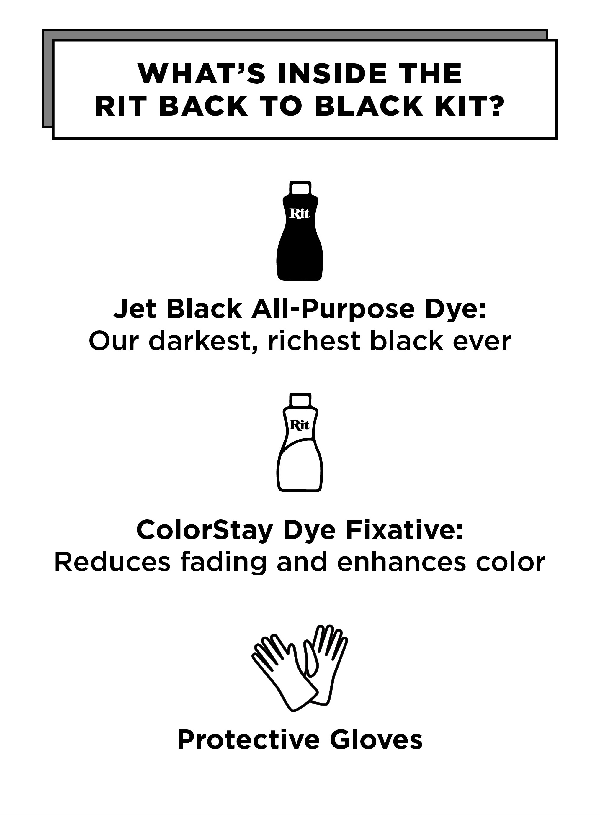 Jet Black All-Purpose Dye Bottle from Rit Tie-Dye Kit-Back To Black