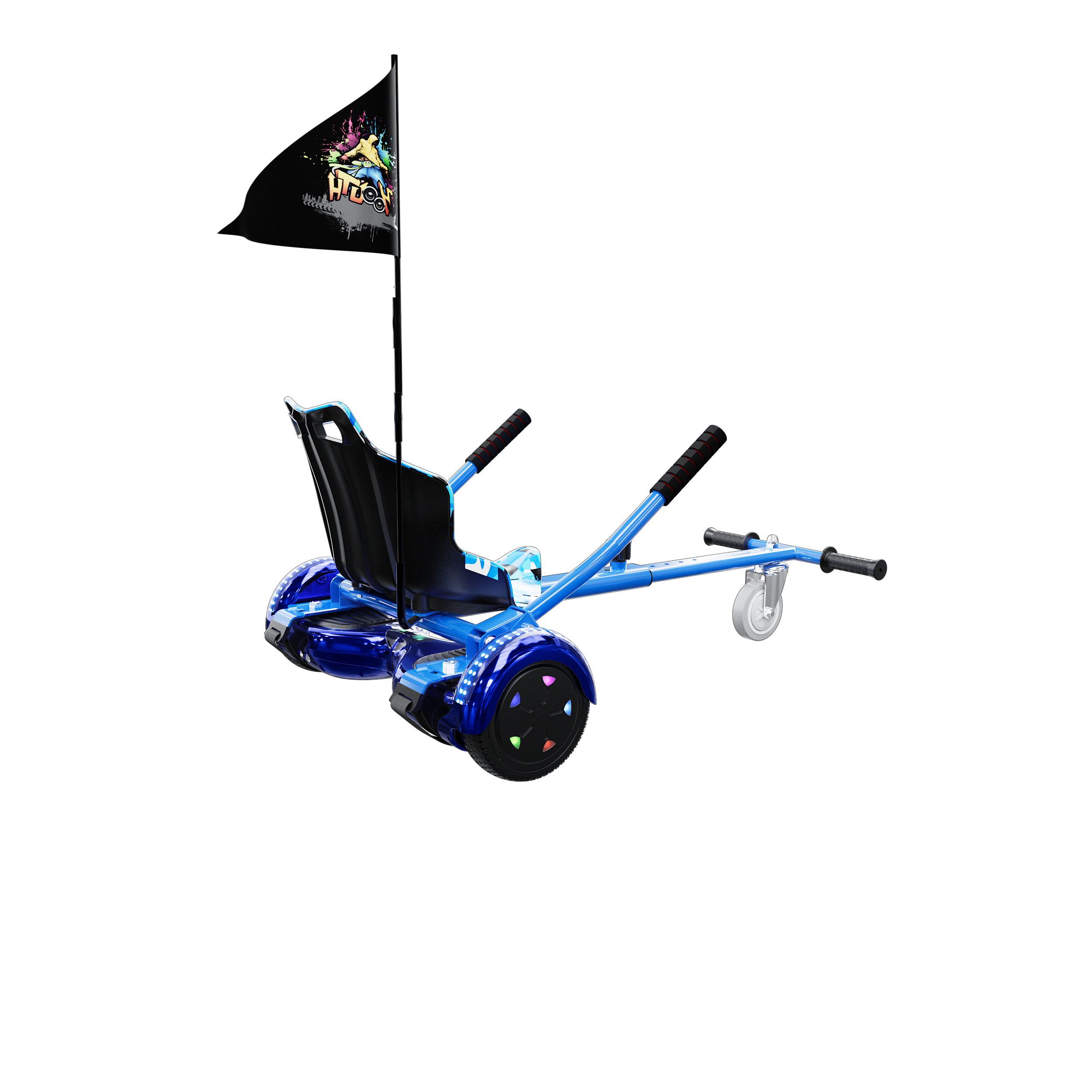 EverCross Hoverboard, scooter autoequilibrante con asiento fijo, 6.5  pulgadas, aeropatín con altavoz Bluetooth y luces LED coloridas, traje de
