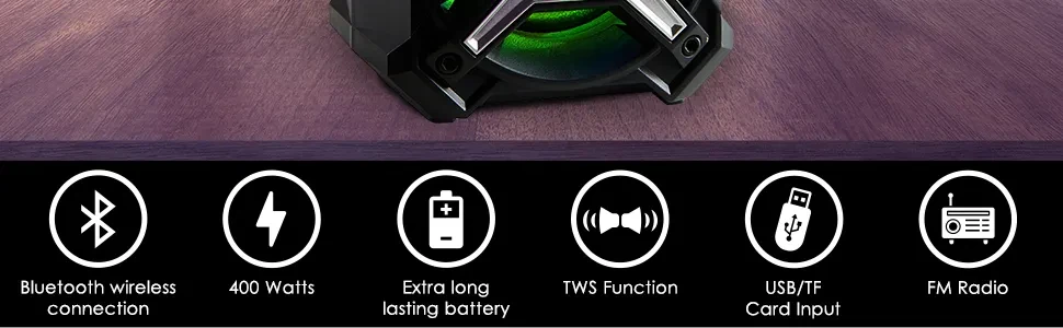 RISEBASS Portable Wireless Bluetooth Speaker with TWS Function -  Rechargeable Bluetooth Speaker for iPhone, Android, iPod and More - Mini  Speaker with