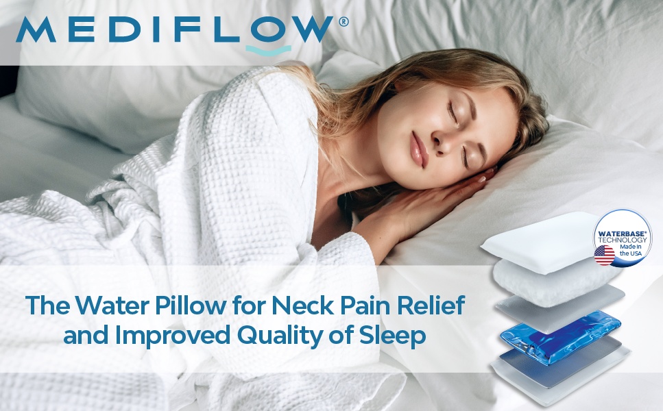 Free Shipping Mediflow Memory Foam Water Pillow Adjustable Pillow for Neck Pain Relief Pillow for Side Back and Stomach Sleepers The Original Inventor of The Water Pillow Memory Foam Bed Pillow