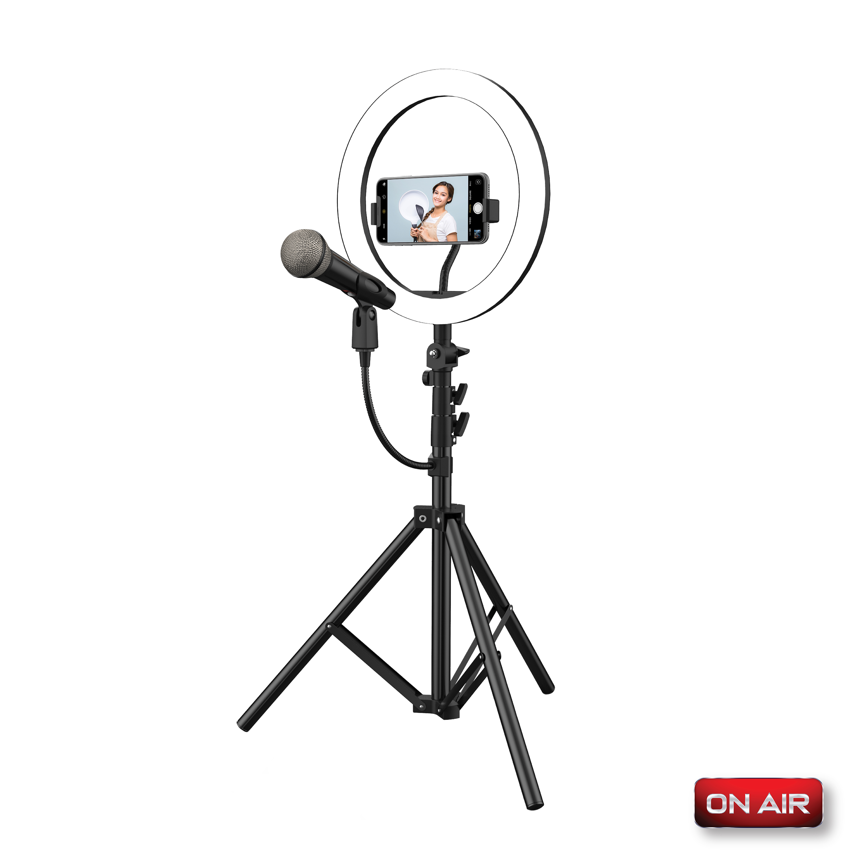 ON AIR 8” Portable LED Ring Light with Desktop Stand and Phone Holder