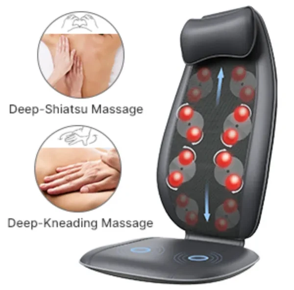 RENPHO Back Massager with Heat Shiatsu Rolling Chair Massage Pad Beige  RF-BM076