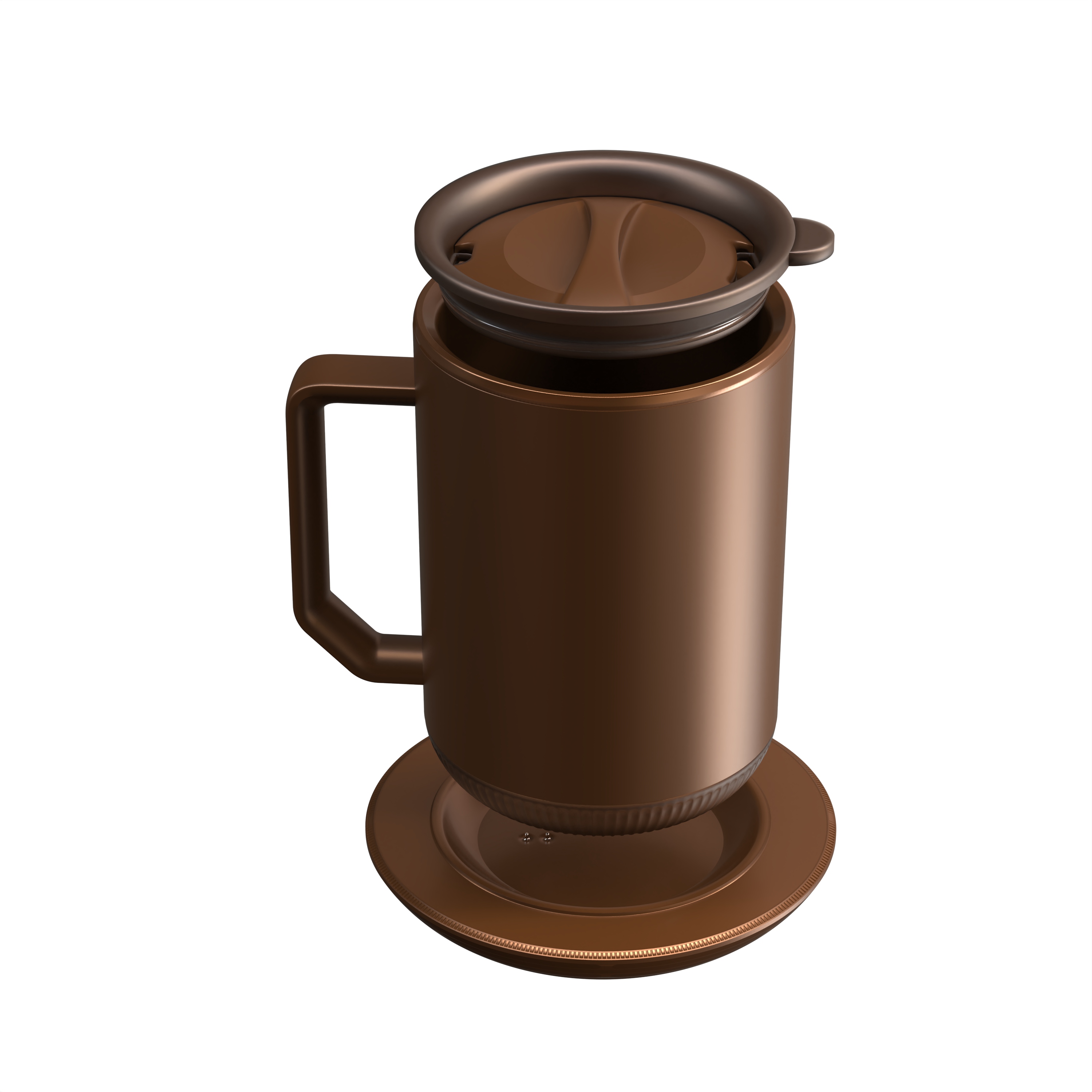 Ionmug & Charging Coaster 12oz. Stainless Steel Self Heating Coffee Mug with Lid, White